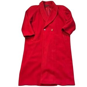Vintage Kristen Blake Women's Red Wool Double Breasted Trench Coat Size 12